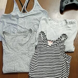 Striped Tank Tops - Black, Gray, White
